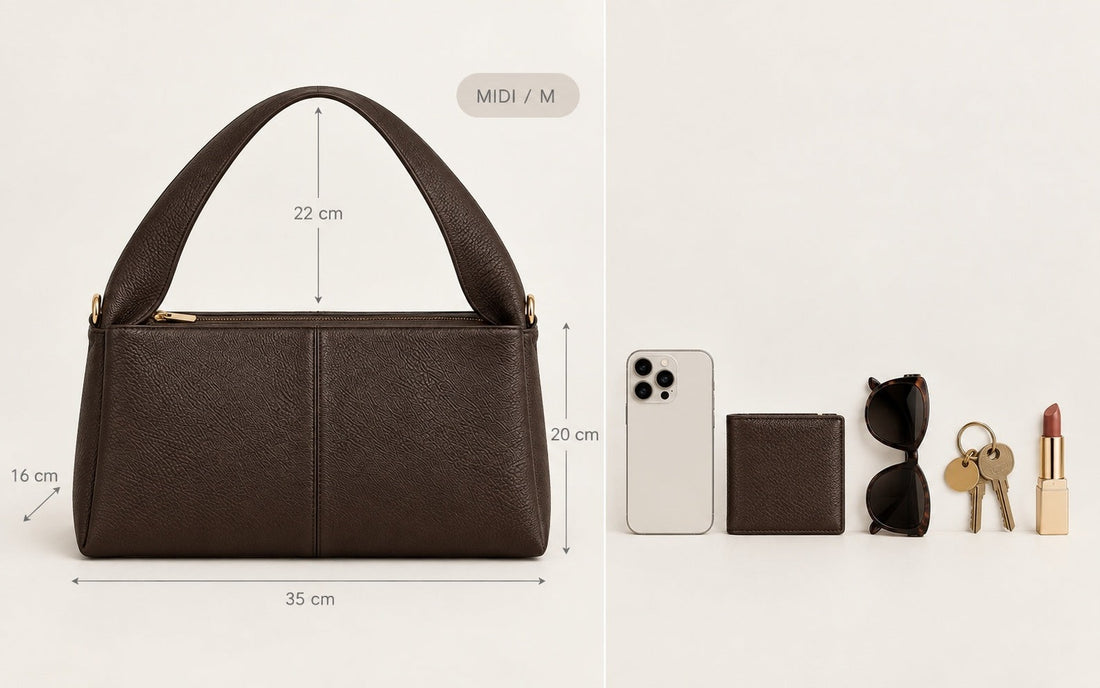 Misariva Verona Midi: 35 × 20 × 16 cm and the objects it fits