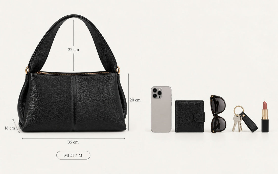 Misariva Verona Midi: 35 × 20 × 16 cm and the objects it fits